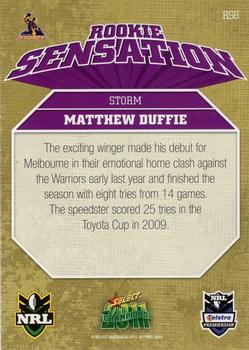 2011 NRL Champions - Rookie Sensation #RS8 Matthew Duffie Back